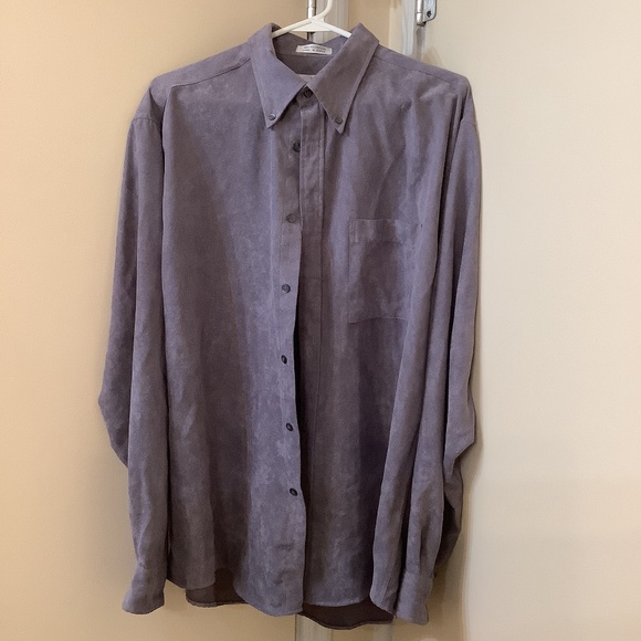 Alfani Faux Suede Button  Down Shirt Men’s  Women’s Size Large Gray Jacket - Picture 1 of 4